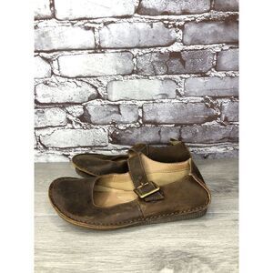 Clarks Unstructured Brown Nubuck Leather Strap Clogs Shoes Women Sz 6.5M US/37EU